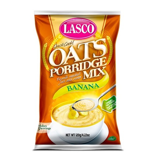 Lasco Oats Porridge Mix (Pack of 10) 120g - Cinnamon, Plain, and Banana Flavor