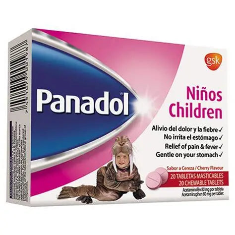 Panadol Children's Chewable Pain Relief 16 Tablets - Gentle Fever Reducer