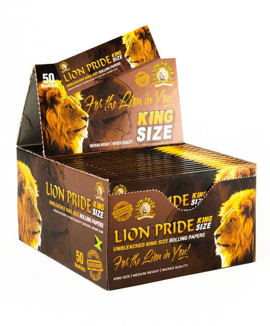 Lion Pride Rolling Paper, King Size Pack of 10 Unbleached